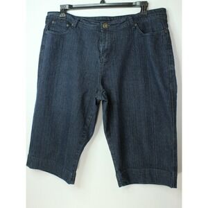 PANTS ASHLEY STEWART Sz 18 Womens‎ DENIM JEAN CAPRI  Stretch Dark Wash